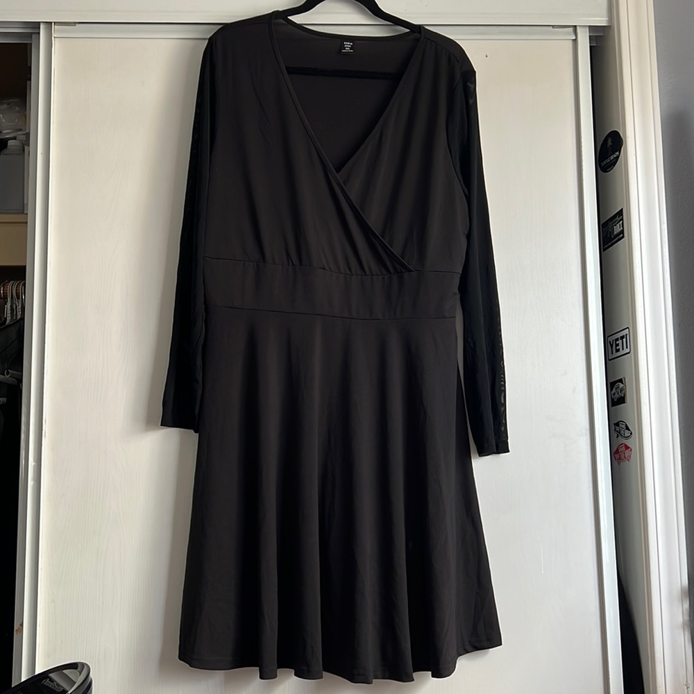 SHEIN black dress with sheer sleeves
